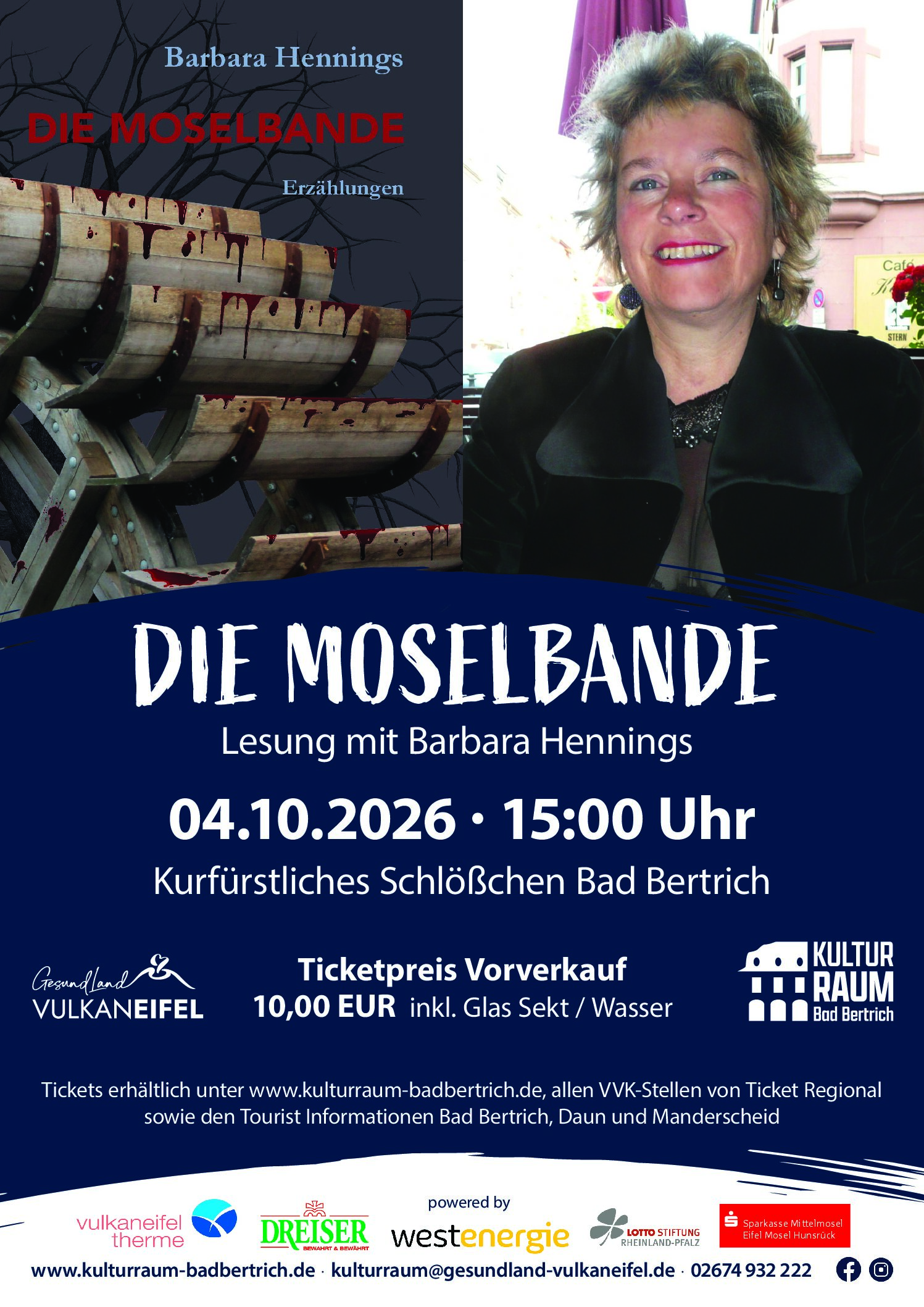 Barbara Hennings liest aus "Die Moselbande" im KulturRaum Bad Bertrich